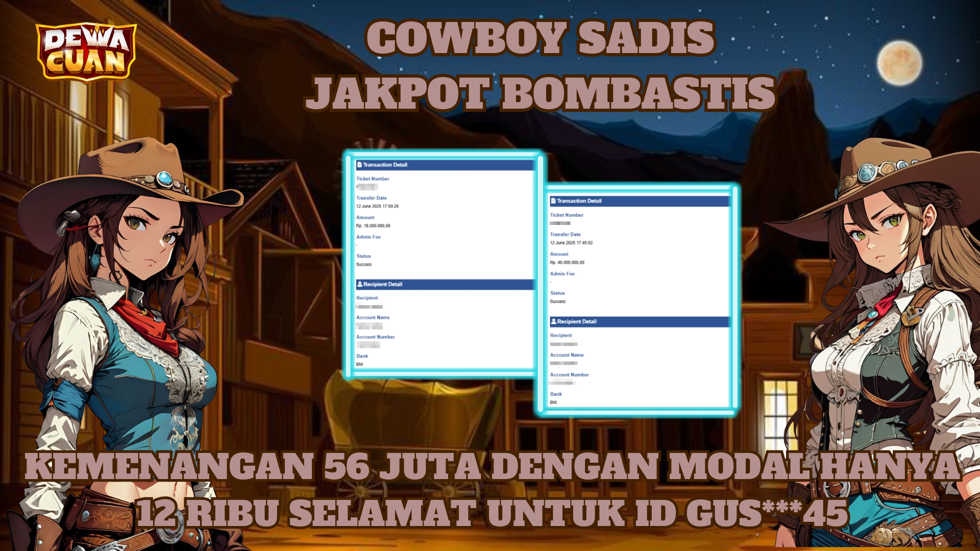 Cowboy Sadis, Jackpot Bombastis! Modal 12 Ribu, Menang 56 Juta di Wild Bounty Showdown