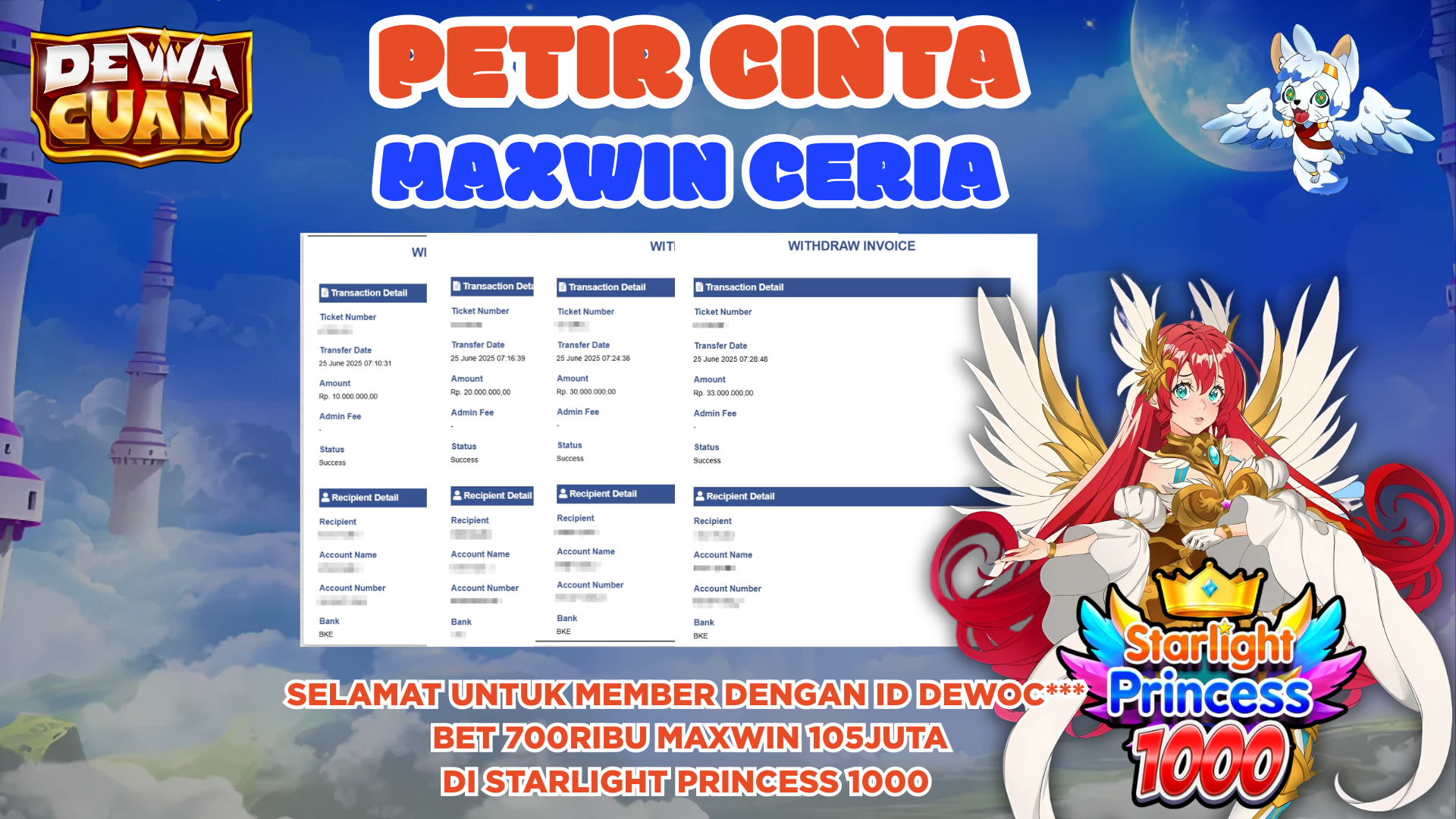 Maxwin Buyspin 700 Ribu, Dewa Starlight Princess 1000 Raih 105 Juta di Dewacuan!