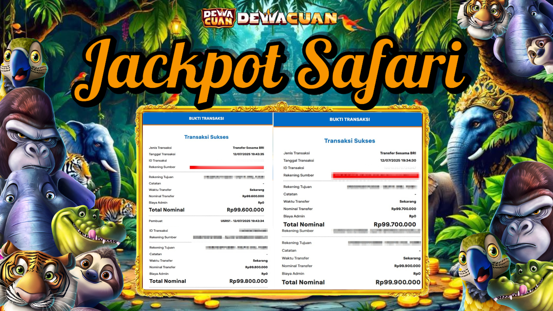 Jackpot Jumbo Safari: Member DEWACUAN Raup 418 Juta dari Bet 256 Ribu!