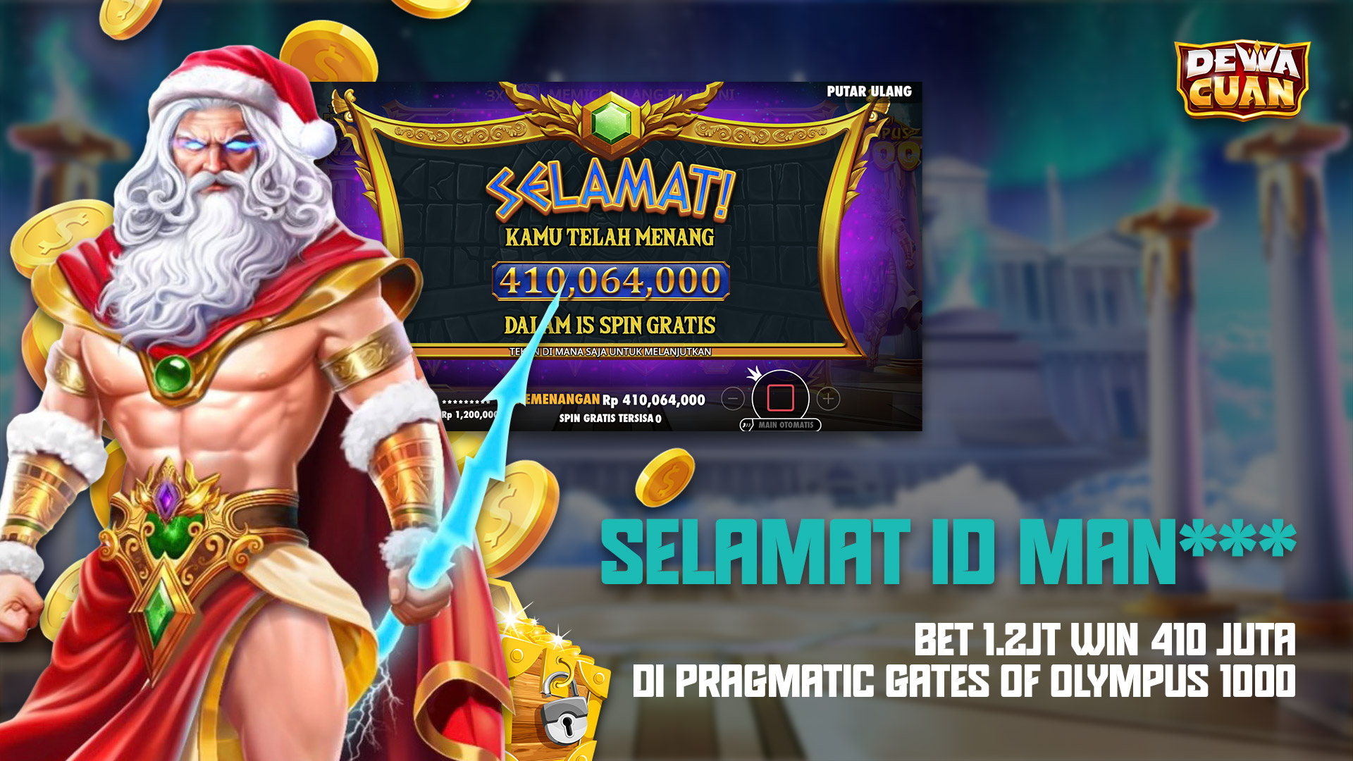 Kemenangan Dewacuan Gates of Olympus 1000: Man*** Jackpot 410 Juta