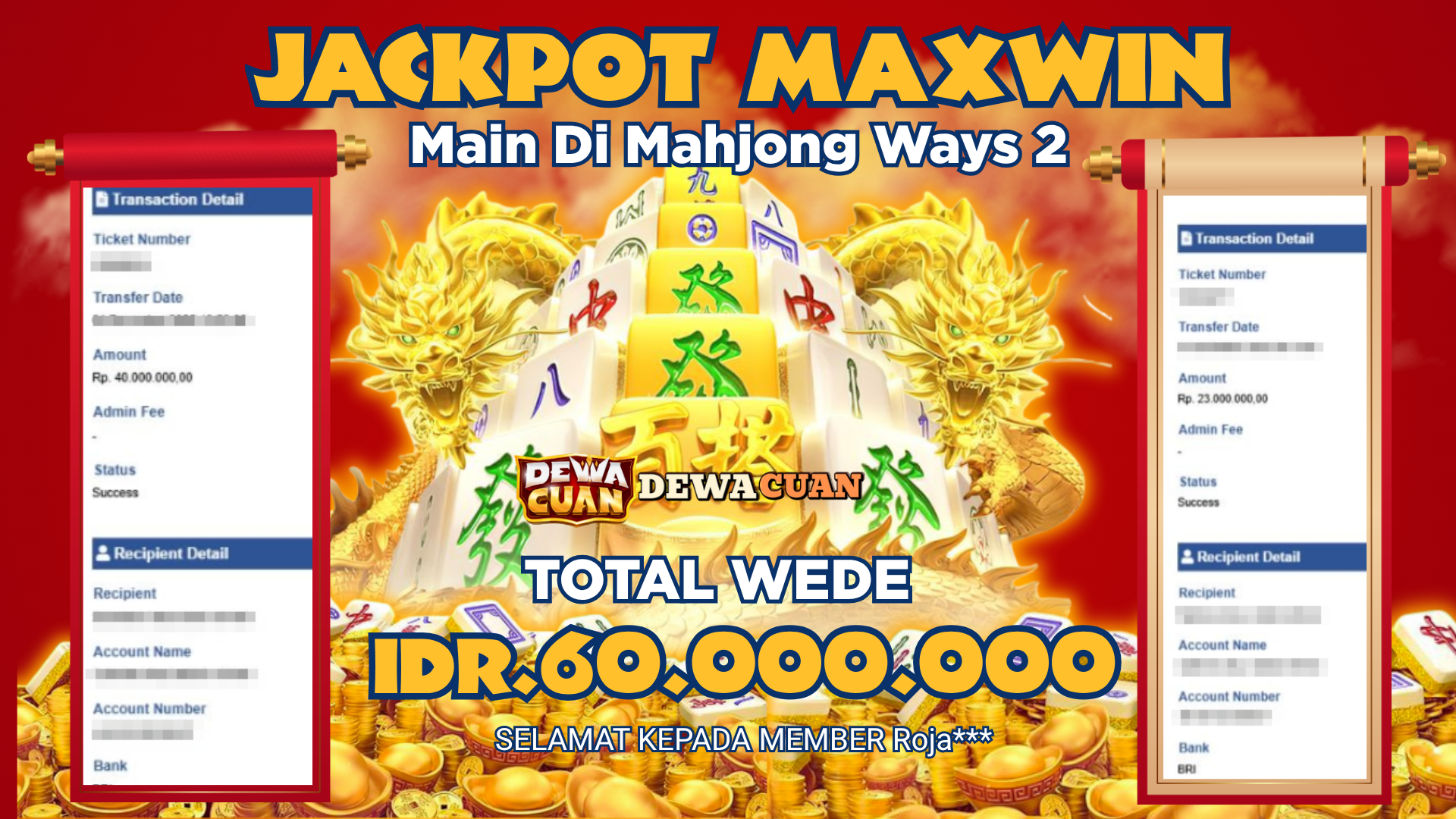 Jackpot Maxwin Mahjong Ways 2 Bawa Pulang 60 Juta Rupiah Sekali Main