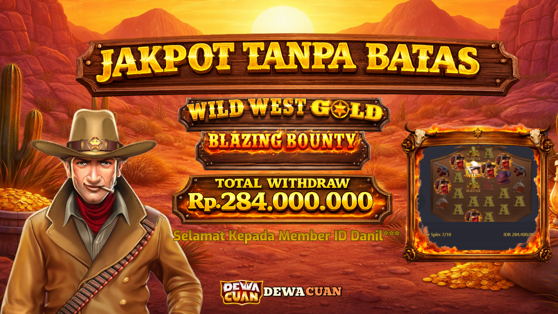 Jakpot Tanpa Batas Wild West Gold, Kisah Member Raih Rp284 Juta Sekali Main